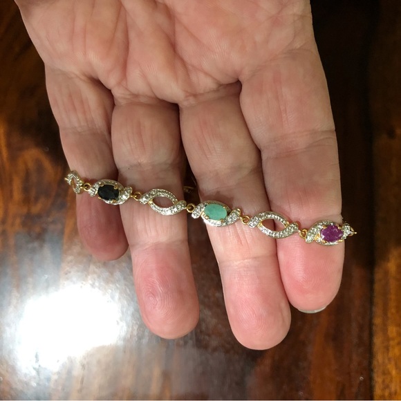 Kohl's Jewelry 4k Gold Gemstone Diamond Tennis Bracelet Poshmark